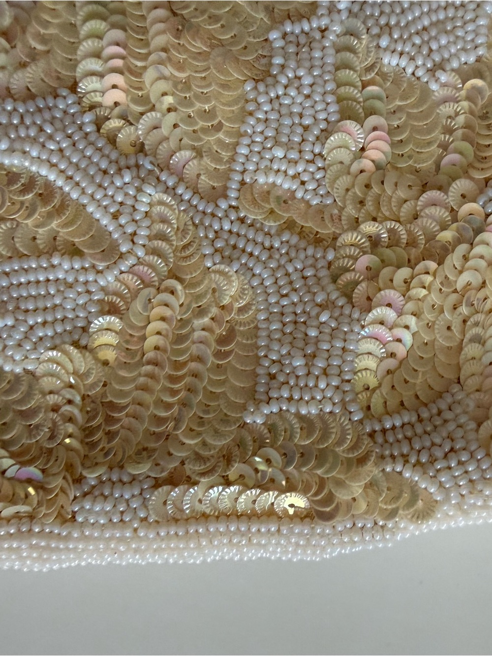 Cream and white vintage Warborg Sequin Floral Evening Clutch - Picture 6 of 13